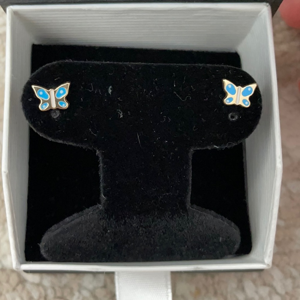 Baby Butterfly Screwback Earrings 10k